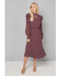 Wallis - Petite Embellished Ruched Sleeve Midi Dress - Lyst