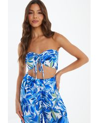 Quiz - Royal Tropical Print Crop Top - Lyst