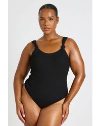Boohoo - Plus Crinkle Knot Detail Swimsuit - Lyst