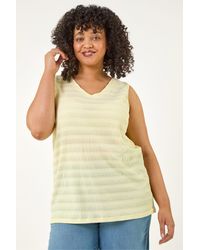 Roman - Curve Stripe Textured Vest Top - Lyst