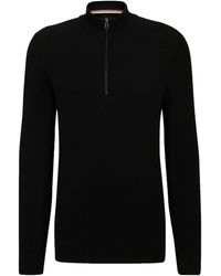 BOSS - E-Brando-P Half Zip Knitwear Cotton - Lyst