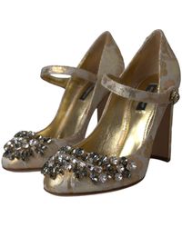 Dolce & Gabbana - Jacquard Crystal Mary Janes Pumps Shoes - Lyst