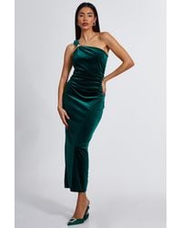 Quiz - Bottle Velvet One Shoulder Midaxi Dress - Lyst