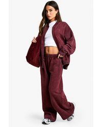 Boohoo - Petite Washed Zip Through Bomber Straight Leg Jogger Tracksuit - Lyst