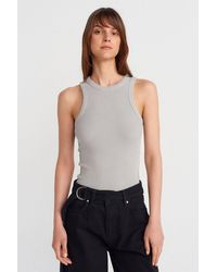 Dilvin - Mouwloze Geribbelde Brei Blouse - Lyst