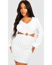 Boohoo - Plus Jersey Knitted O- Ring Beach Dress - Lyst