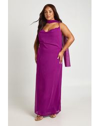 Boohoo - Plus Chiffon Cowl Neck Maxi Dress - Lyst