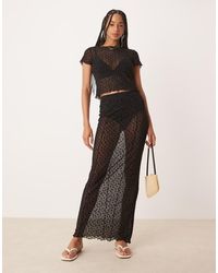 ASOS - Floral Flocked Sheer Mesh Maxi Skirt - Lyst