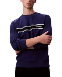 Calvin Klein - Sweatshirt Crew Neck Stripe Classic Regular Fit - Lyst