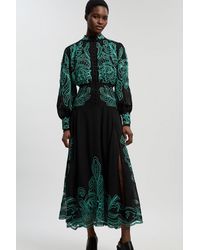 Karen Millen - Cutwork Beaded Embroidered Woven Maxi Dress - Lyst