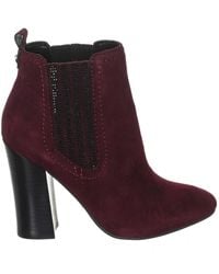 Guess - Suede Effect Leather Heeled Ankle Boots Fllun3Sue10 - Lyst