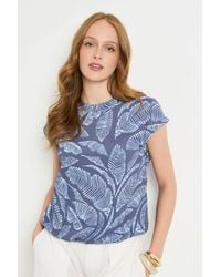 Wallis - Palm Jersey Bubble Hem Crew Neck Top - Lyst