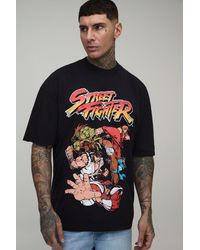BoohooMAN - Tall Oversized Street Fighter License Acid Wash Printed T-Shirt - Lyst