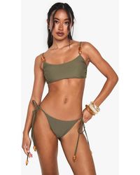 Boohoo - Resin Stone Tie Side Bikini Bottoms - Lyst