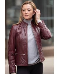 Ashwood Leather - 'Chiara' Mandarin Collar Real Biker Jacket - Lyst