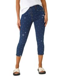 Roman - Embellished Cropped Stretch Jeggings - Lyst