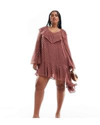 ASOS - Design V Neck Asymmetric Hem Dobby Mini Dress - Lyst