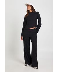 Boohoo - Rib Cinched Waist Long Sleeve Wide Leg Co Ord - Lyst