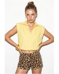 Bianco Lucci - Sleeveless Cropped Poplin Shirt - Lyst