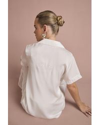 Boohoo - Bridal 'Bride' Satin Embroidered Short Sleeve Shirt & Trousers Pyjama Set - Lyst