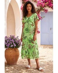 Roman - Petite Leaf Print Layered Hem Dress - Lyst