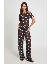 Boohoo - Polka Dot Mesh Beach Trousers - Lyst