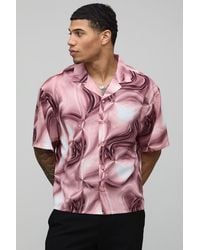 BoohooMAN - Oversized Boxy Trippy Abstract Print Shirt - Lyst