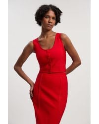 Karen Millen - Bandage Button Detail Scoop Neck Top - Lyst