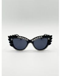 SVNX - Cateye Sunglasses With And Crystals - Lyst