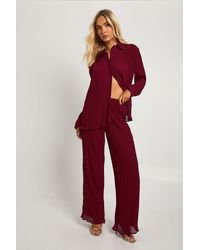 Boohoo - Plisse Wide Leg Pants - Lyst
