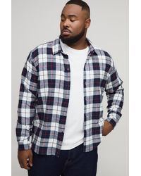 BoohooMAN - Plus Regular Fit Brushed Checked Shirt - Lyst