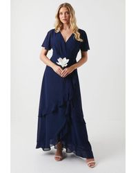 Oasis - Kimono Sleeve Ruffle Chiffon Maxi Bridesmaids Dress - Lyst