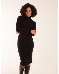 Blue Vanilla - Ribbed Roll Neck Midi Dress - Lyst