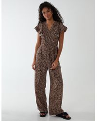 Blue Vanilla - Jumpsuit With Ruffle Sleeve And Wrap Front - Lyst