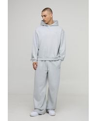 BoohooMAN - Oversized Boxy Rhinestone Hoodie And Wide Leg Jogger - Lyst