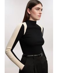 Karen Millen - Rib Knit Colour Block Top - Lyst