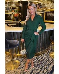 AX Paris - Side Tie Waist Wrap Midi Dress - Lyst