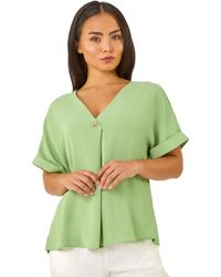 Roman - Petite One Buttoned V-Neck Top - Lyst