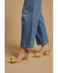 Oasis - Rose Faux Suede Bow Detail High Stillo Heeled Slingback Court Shoes - Lyst