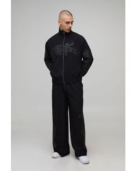 BoohooMAN - Boxy Fit Funnel Neck Zip Through Woven Tracksuit - Lyst