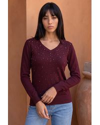 Roman - Petite Faux Pearl Embellished Knit Jumper - Lyst