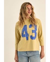 Nasty Gal - Varsity Long Sleeve Acid Wash Graphic T-Shirt - Lyst