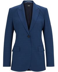 BOSS - Solid Patterned Single Button Notch Collared Suit Jacket - Lyst