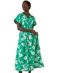 Roman - Floral Cotton Poplin Shirt Dress - Lyst