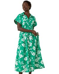 Roman - Floral Cotton Poplin Shirt Dress - Lyst