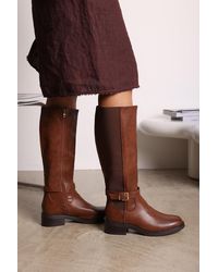 Where's That From - Wheres 'Oriana' Faux Leather Knee High Riding Boots With Side Buckle Strap - Lyst