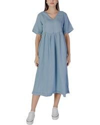 B.Young - Casual Denim Jurk Korte Mouwen Vneck - Lyst