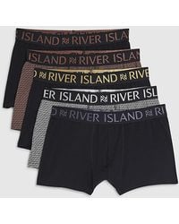 River Island - Trunks Rr Print Metallic 5 Pack Underwear Cotton - Lyst