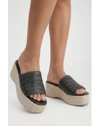 Boohoo - Raffia Flatform Wedges - Lyst