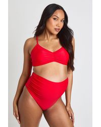 Boohoo - Maternity High Waist Ruched Bikini Brief - Lyst